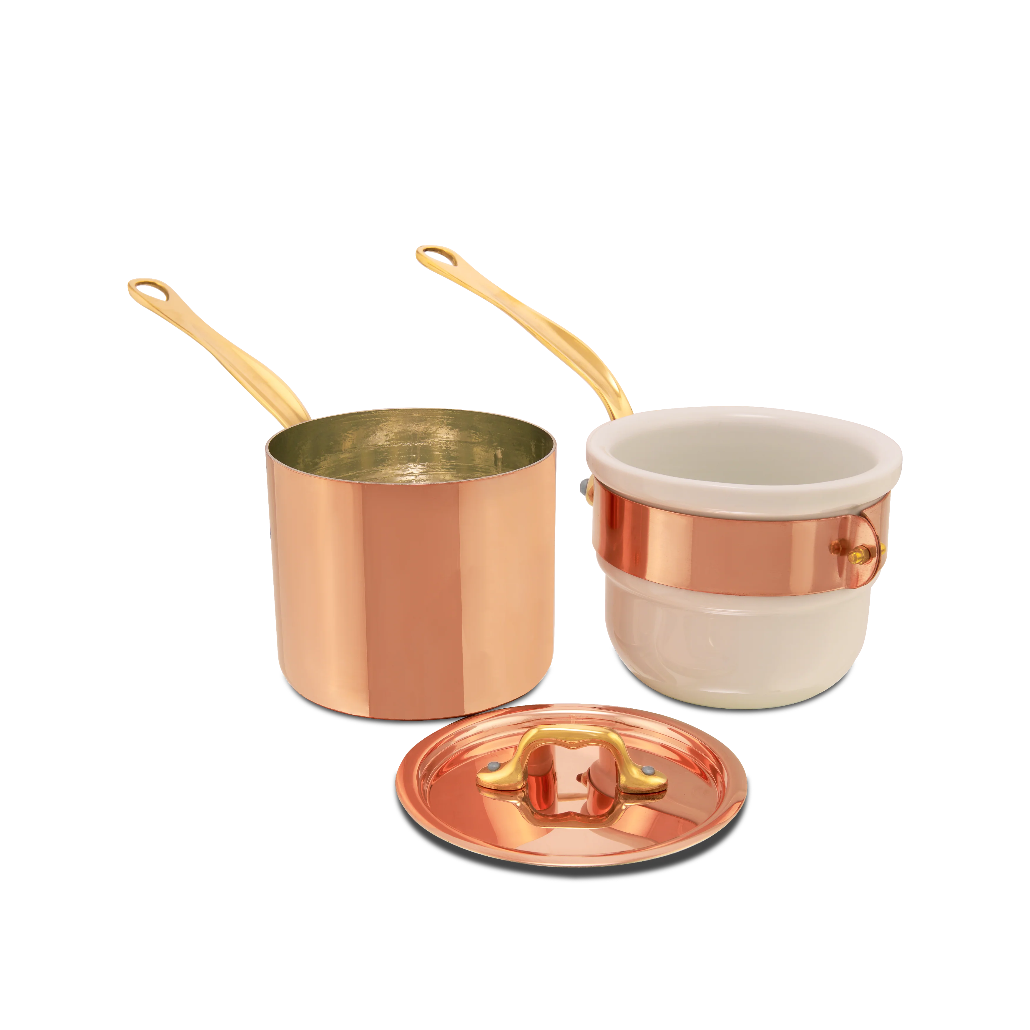 Mauviel Copper Tinned Bain Marie/Double Boiler With Lid, Brass Handles, 1.8-Qt - Image 4