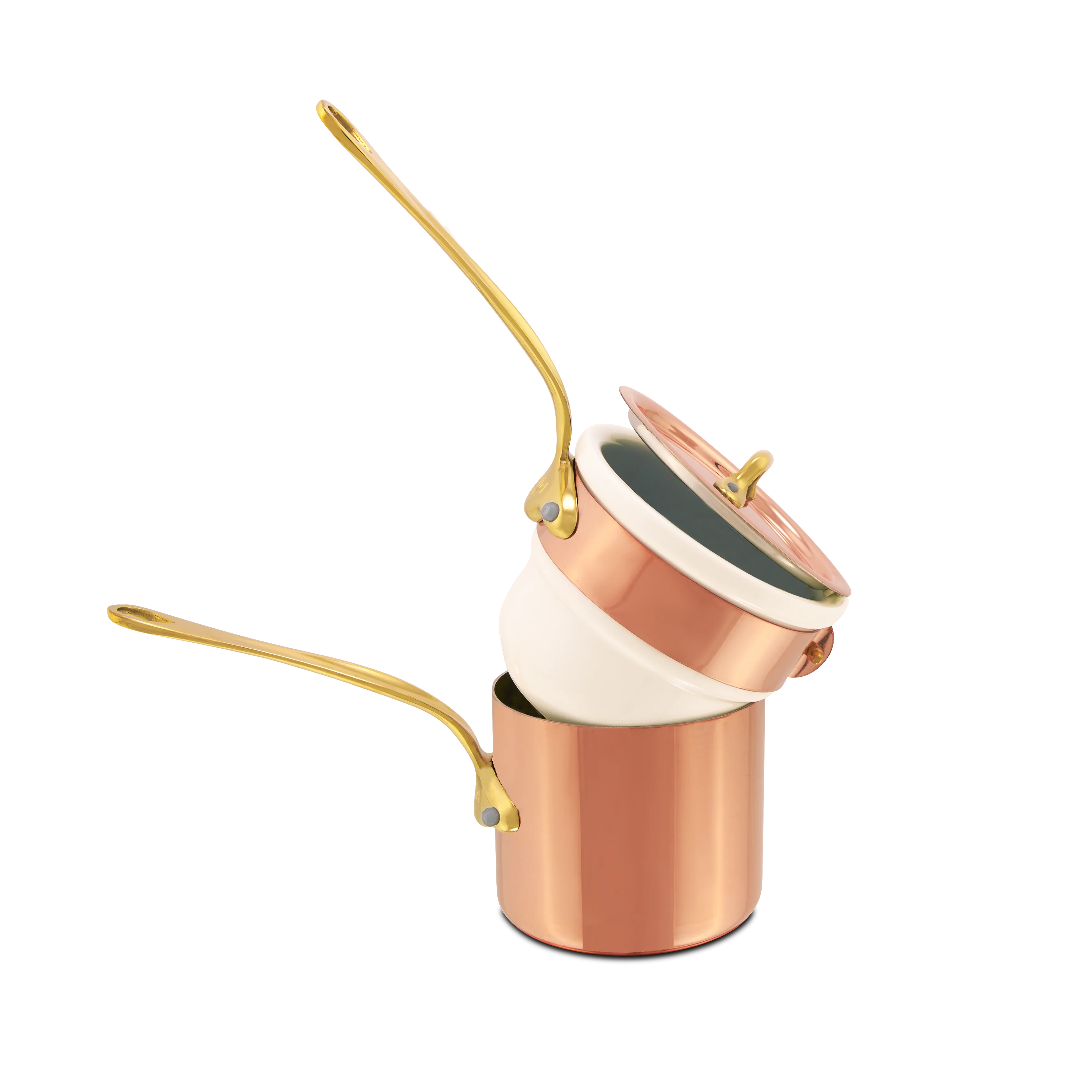 Mauviel Copper Tinned Bain Marie/Double Boiler With Lid, Brass Handles, 1.8-Qt - Image 3