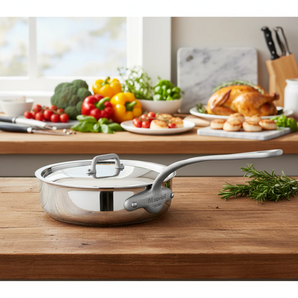 Mauviel M'Cook SB 5-Ply Saute Pan With Lid, Brushed Cast Stainless Steel Handle, 3.4-Qt - Image 5