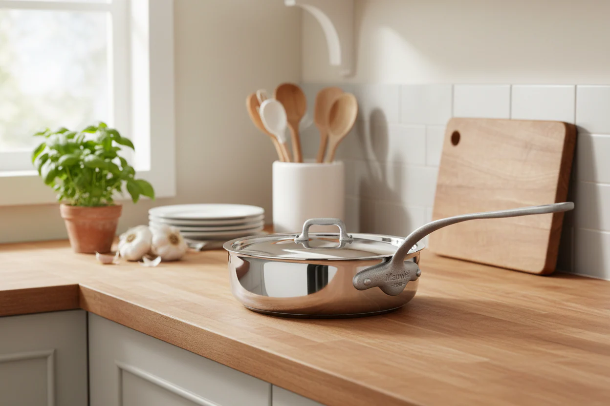 Mauviel M'Cook SB 5-Ply Saute Pan With Lid, Brushed Cast Stainless Steel Handle, 3.4-Qt - Image 7