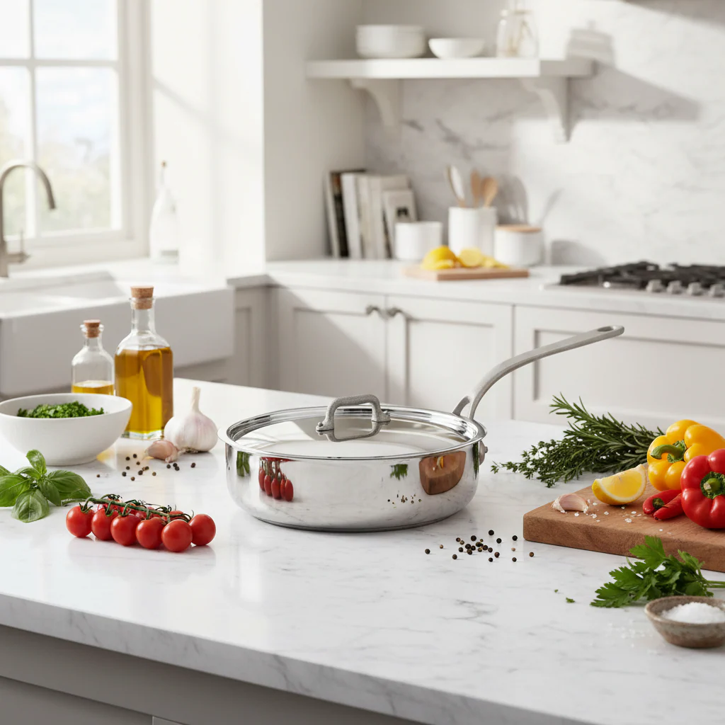Mauviel M'Cook SB 5-Ply Saute Pan With Lid, Brushed Cast Stainless Steel Handle, 3.4-Qt - Image 9