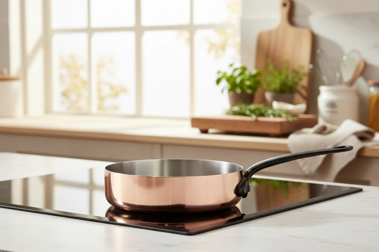 Mauviel M'Heritage M'150 CI Copper Saute Pan With Cast Iron Handle, 1.8-Qt - Image 5