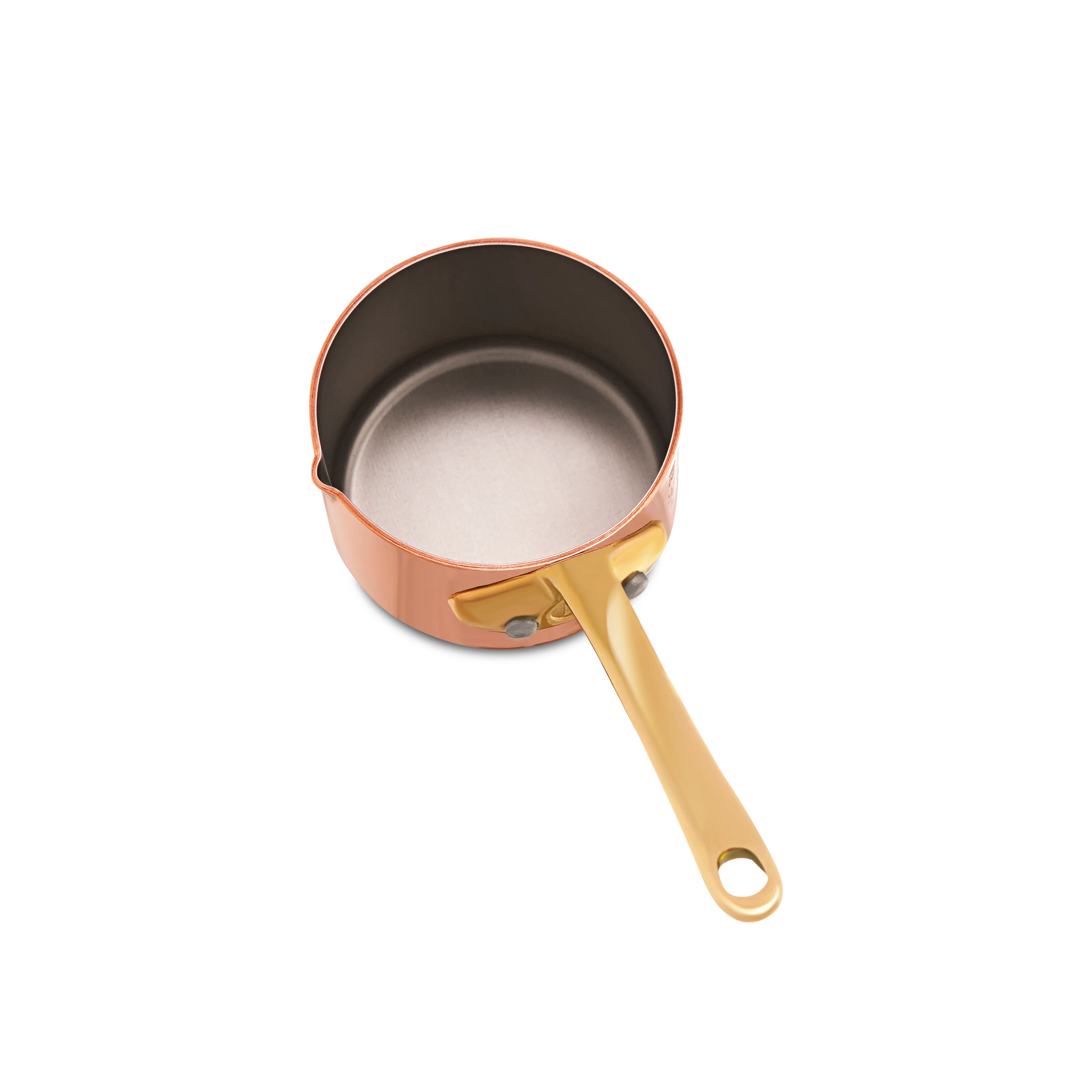 Mauviel M'MINIS Copper Sauce Pan With Pouring Spout, Brass Handle, 2-In - Image 3