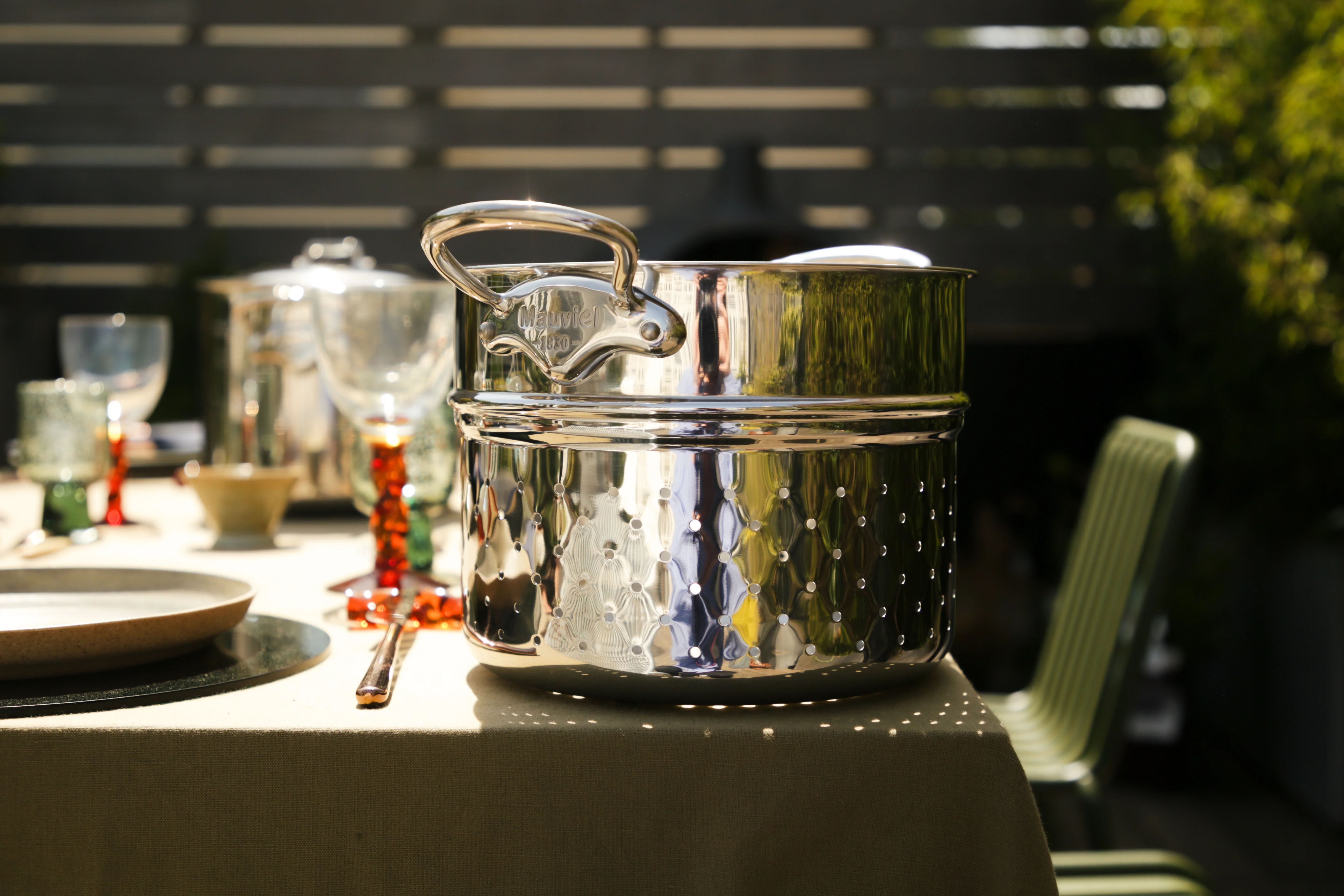 Mauviel Pasta Insert With Cast Stainless Steel Handle, 9.4-in - Image 3