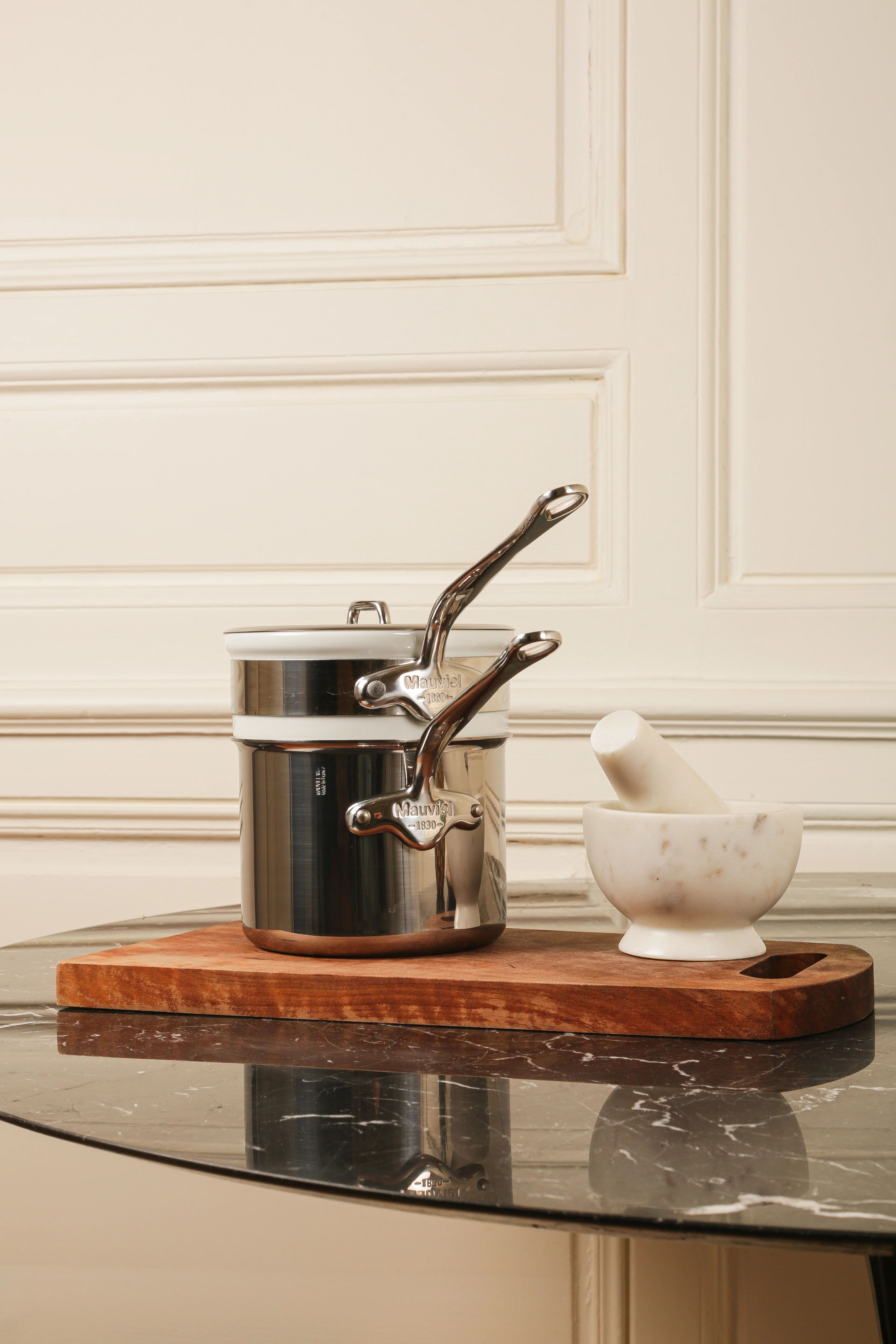 Mauviel Stainless Steel Bain Marie/Double Boiler With Lid, Cast Stainless Steel Handle, 1.8-Qt - Image 6